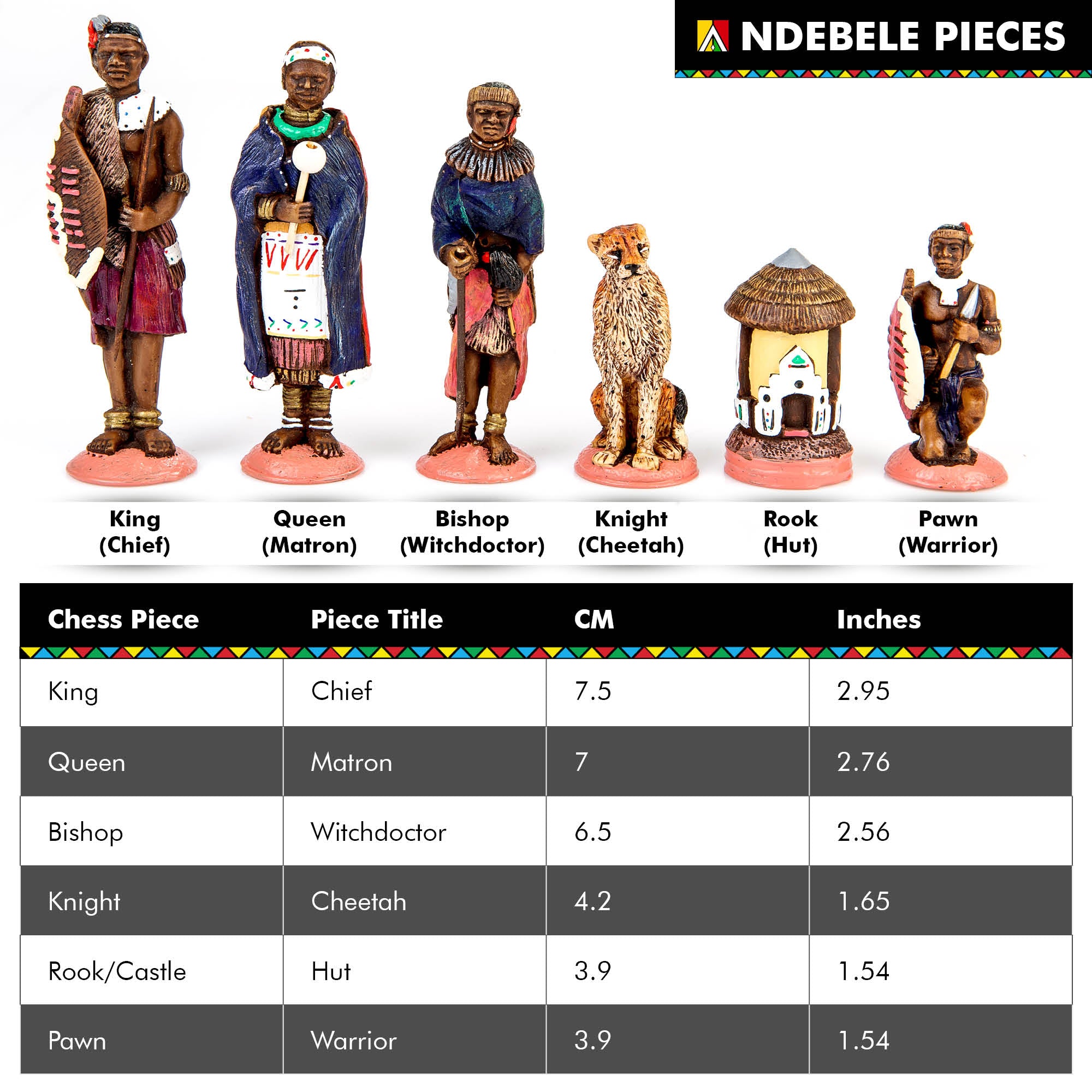 Small African Tribal Chess Set - Zulu / Ndebele